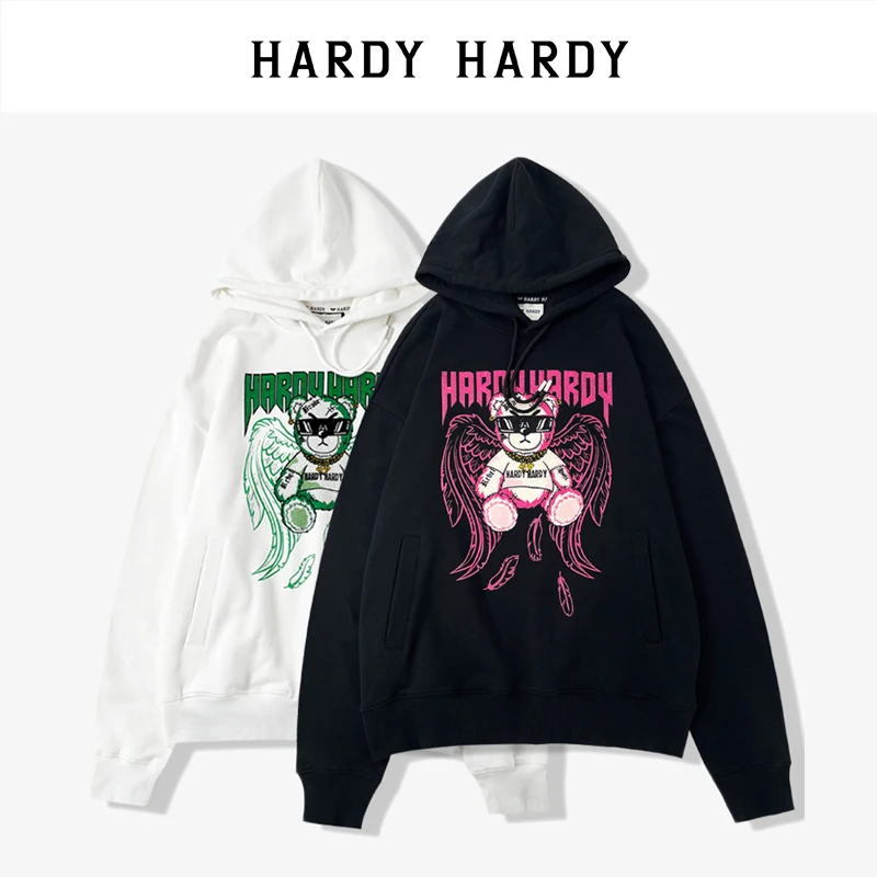 HARDY HARDY 连帽卡通卫衣宽松烫钻拔印情侣帽衫时尚运动春秋款