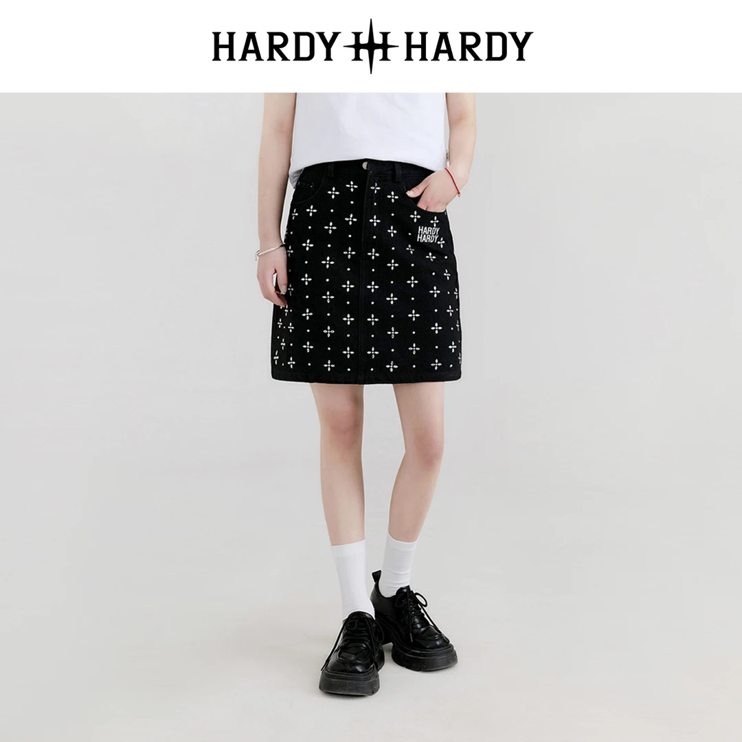 HARDYHARDY美式休闲烫钻星星A字显瘦辣妹半身裙夏季新款