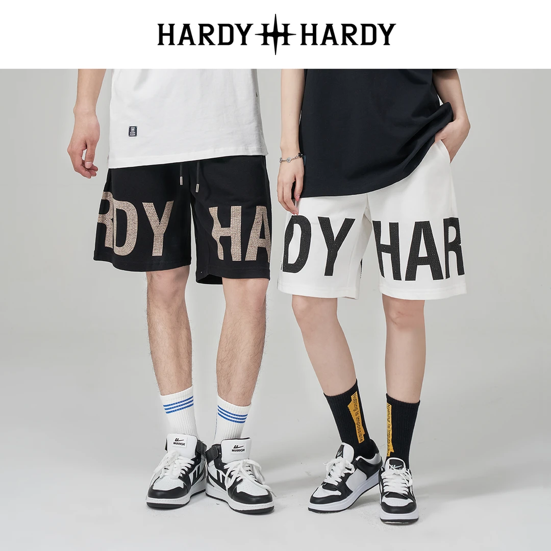 烫钻拔印字母情侣款系带休闲短裤2023夏装新款百搭中性短裤舒适DB