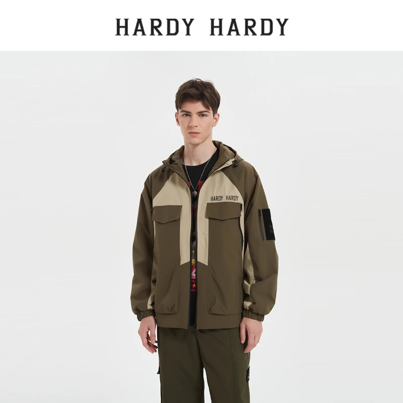 【张耀同款】HARDY HARDY新款连帽抽绳拼色夹克男女同款开衫外套