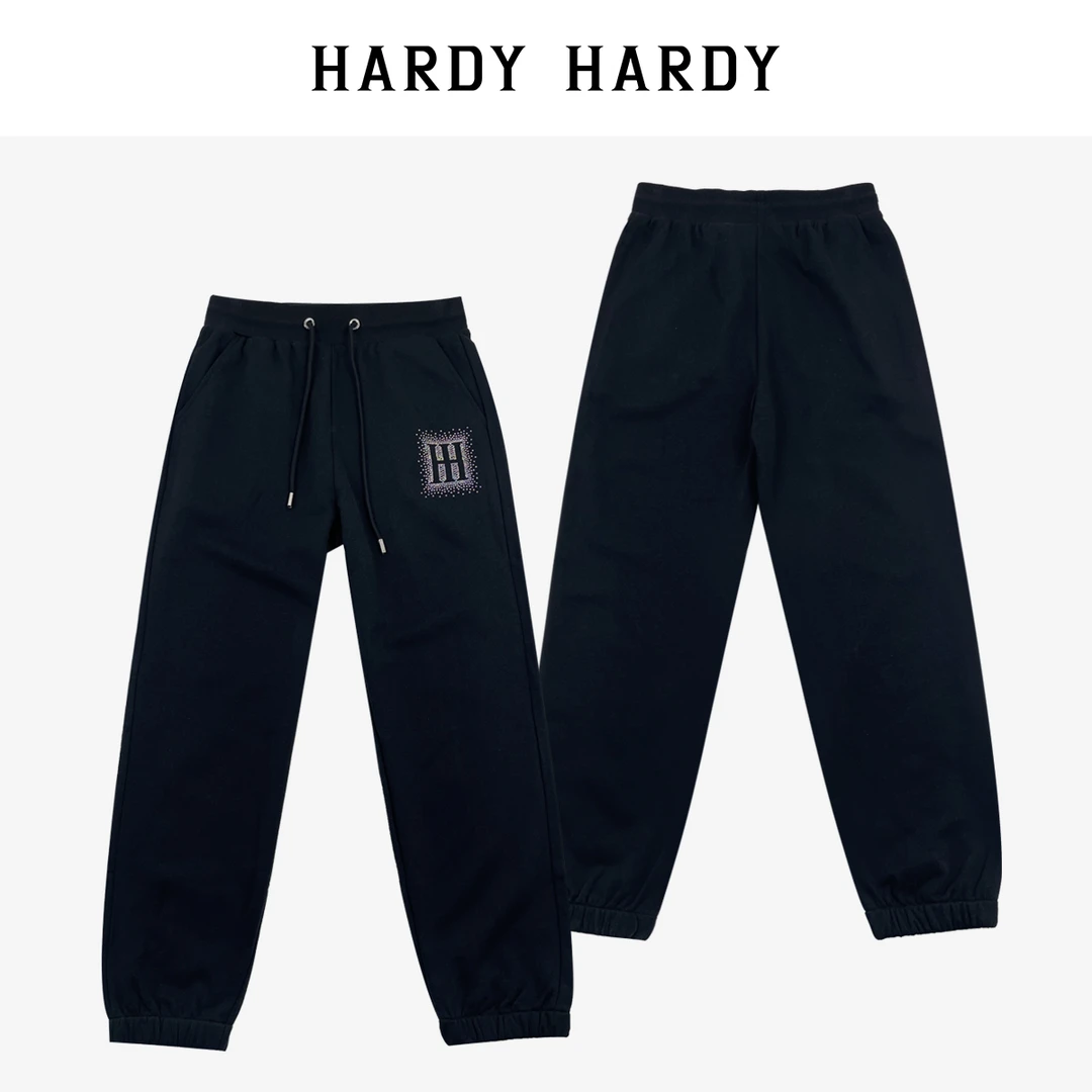 HARDY HARDY新款潮牌烫钻字母情侣卫裤男女休闲裤长裤子