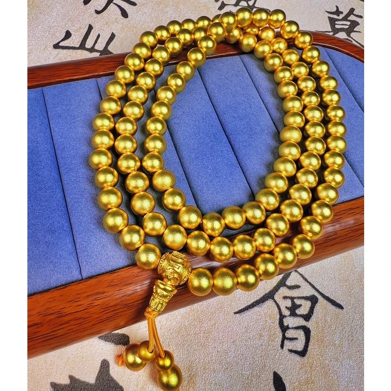 合金项链 精工版女士108颗古法传承圆珠项链三圈手链不掉色礼盒