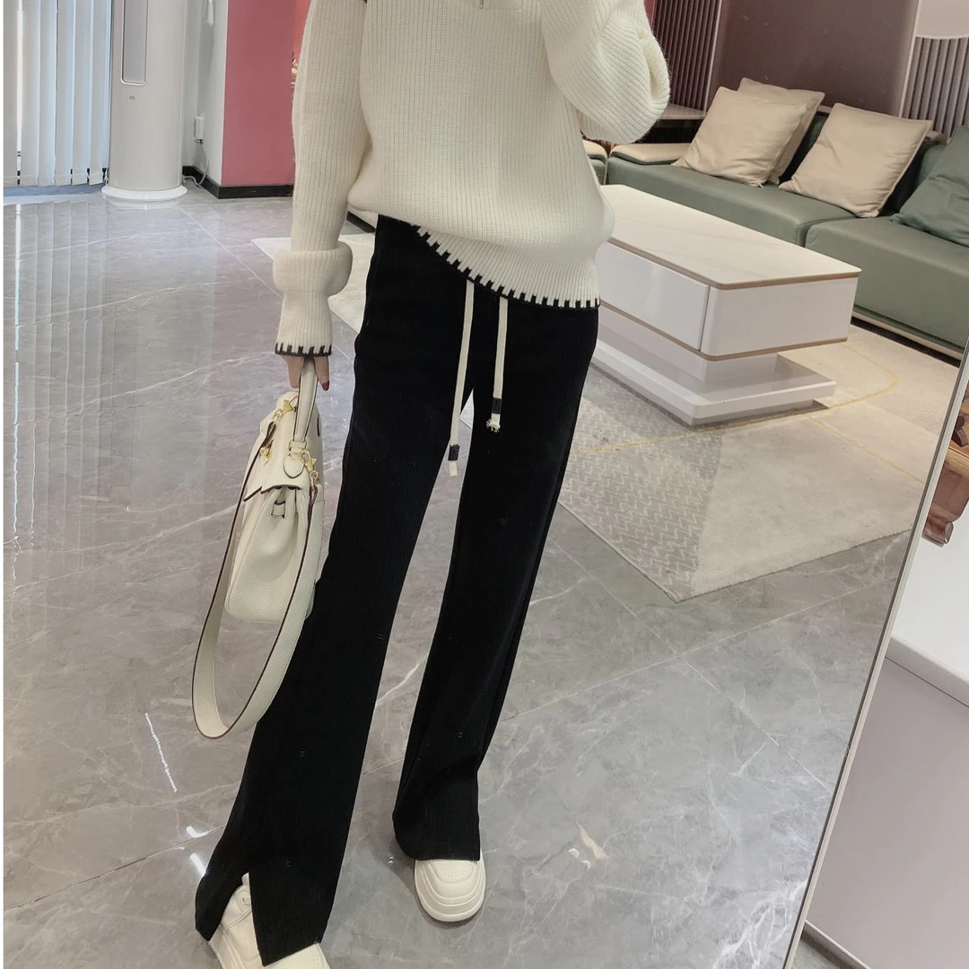 【橦颜推荐】加绒抽绳休闲微喇开叉裤2021（12.8）