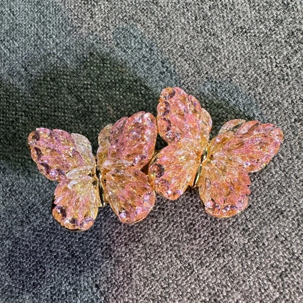 花花原创 渐变蝴蝶粉色鸭嘴夹