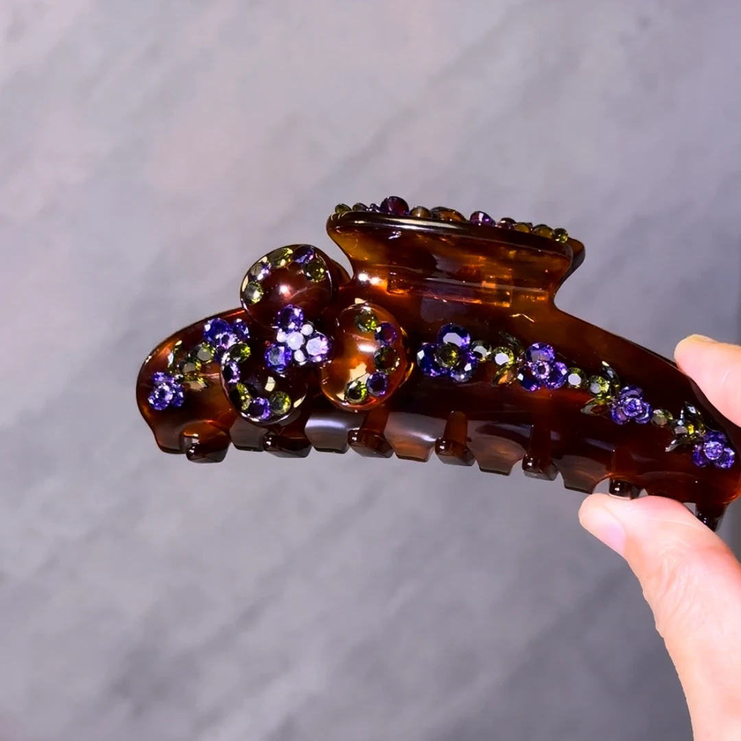 花花原创 秋冬款 紫藤花大号抓夹