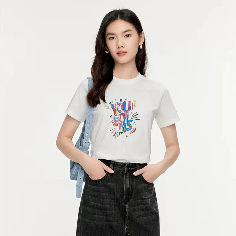 【124】24年夏季新款100%纯棉纯色百搭休闲男女同款印花T恤