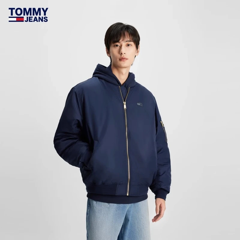 Tommy 新款秋冬男女飞行员刺绣棒球领宽松铺棉夹克外套17660