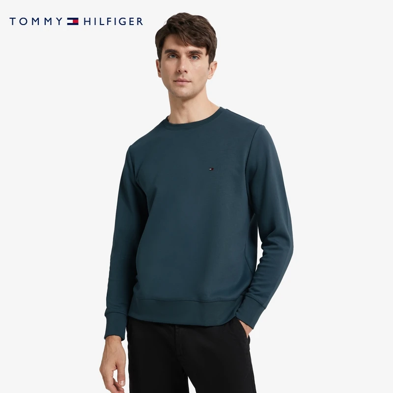 Tommy 秋冬男装简约小绣标舒适平纹针织圆领套头卫衣MW0MW29358