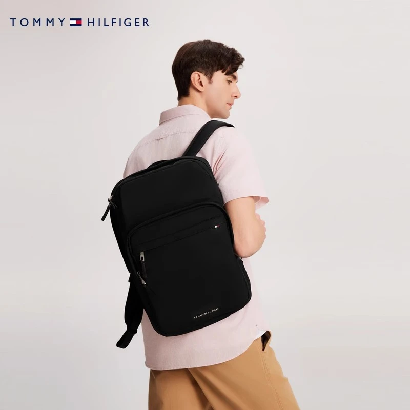 Tommy 24春夏男时尚大容量商务双肩电脑包背包12359