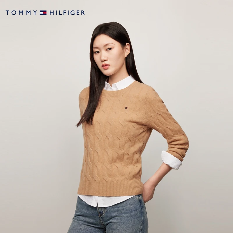 【明星同款系列】Tommy秋冬女装绞花休闲通勤内搭打底羊毛衫毛衣
