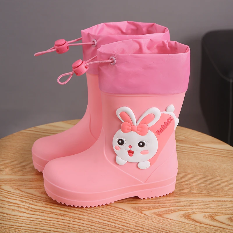 儿童雨鞋女童男童防水加绒可拆雨鞋宝宝小孩女孩大童防滑轻便水鞋