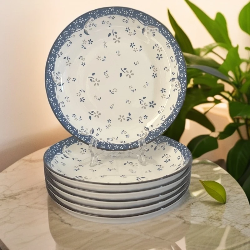 【新品福利】6只8英寸蓝色故乡饭盘