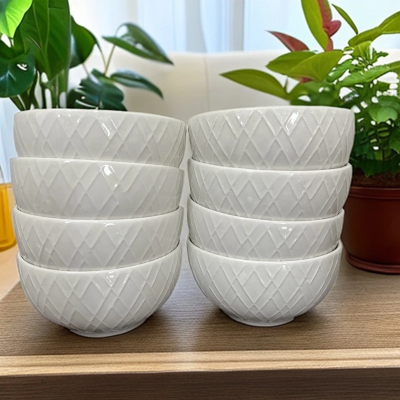 4.25英寸纯白网格米饭碗8只装