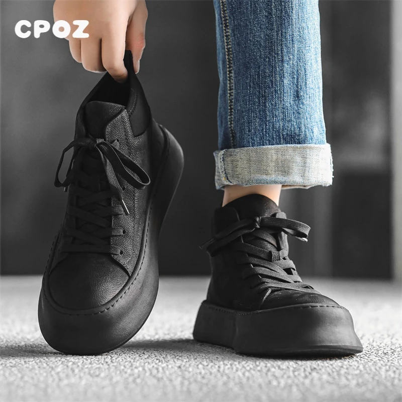 男鞋日系复古高帮板鞋2025秋冬厚底秋季马丁靴户外休闲工装靴