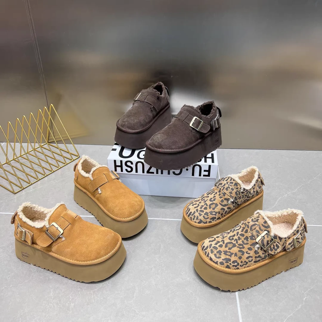 2024秋冬季新款厚底博肯鞋女增高休闲乐福时尚百搭复古懒人鞋