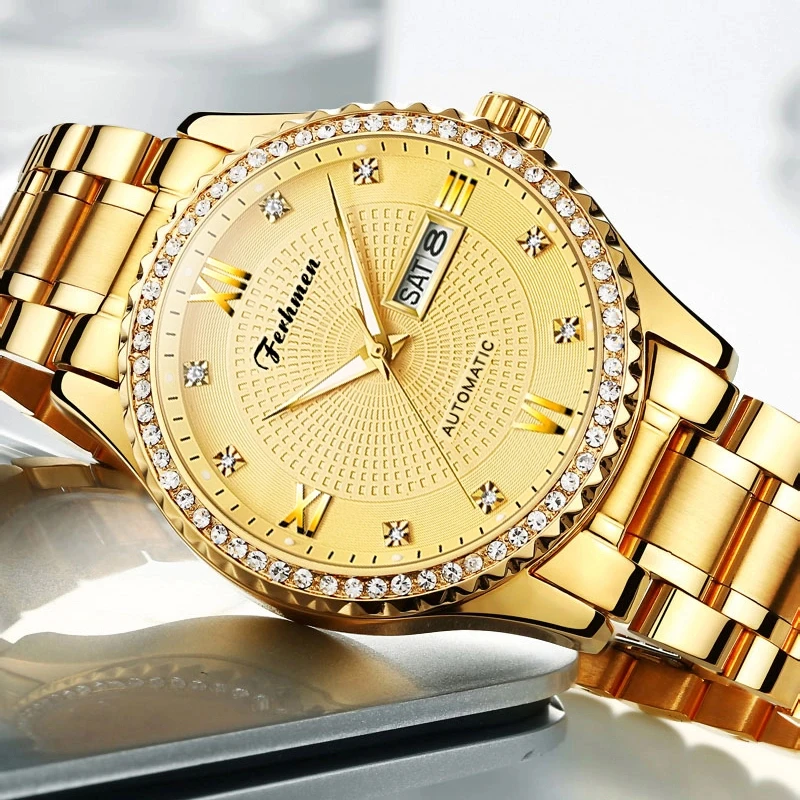 【大姐福利】金骑士双日历商务防水男士机械表F8600-T