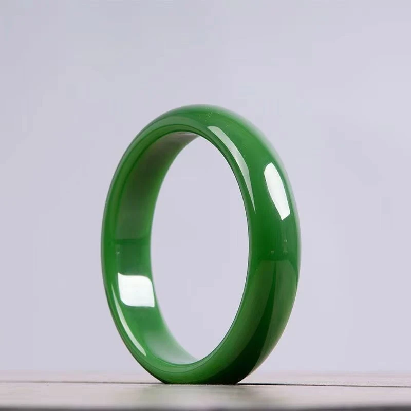 12MM白手镯时尚手镯碧绿色饰品加宽女款手镯送妈妈礼物