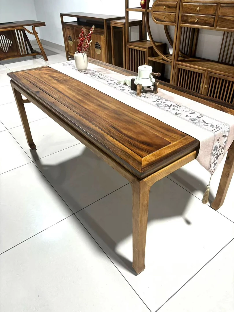 南美胡桃木新中式马蹄桌家用书桌茶桌新中式茶桌客厅禅意阳台茶艺