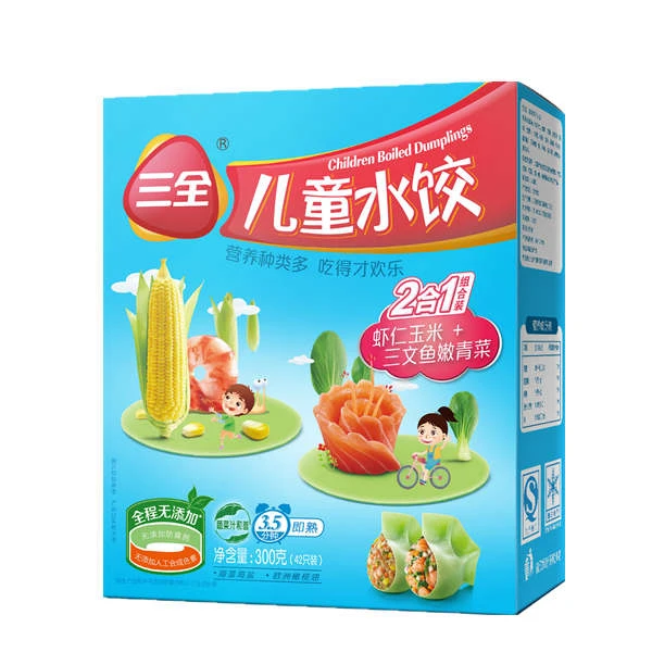 三全儿童水饺组合装（虾仁玉米+三文鱼嫩青菜）(300g)