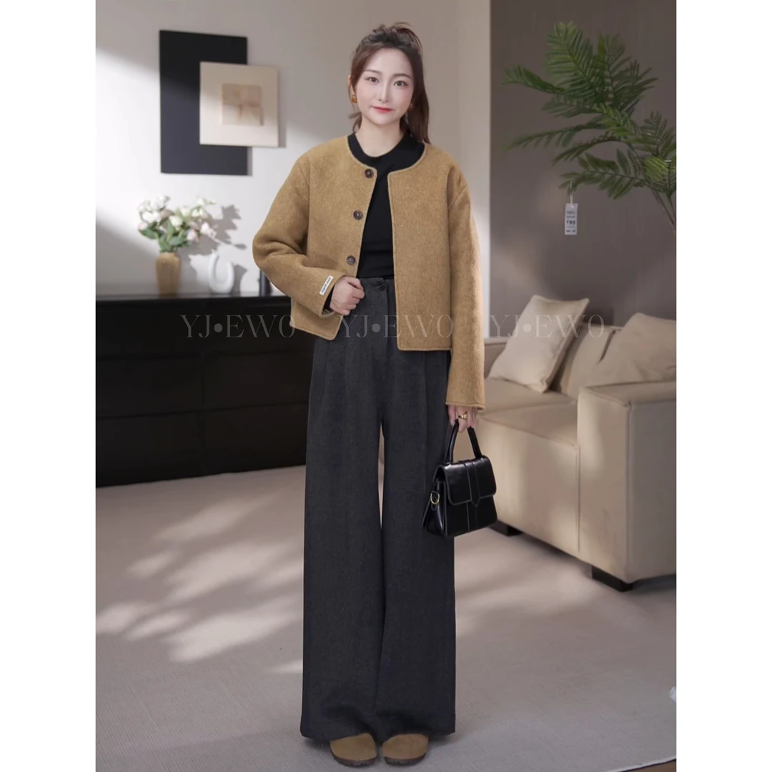 【小爽小个子】冬季休闲宽松后松紧百搭高腰休闲裤-YJ2024