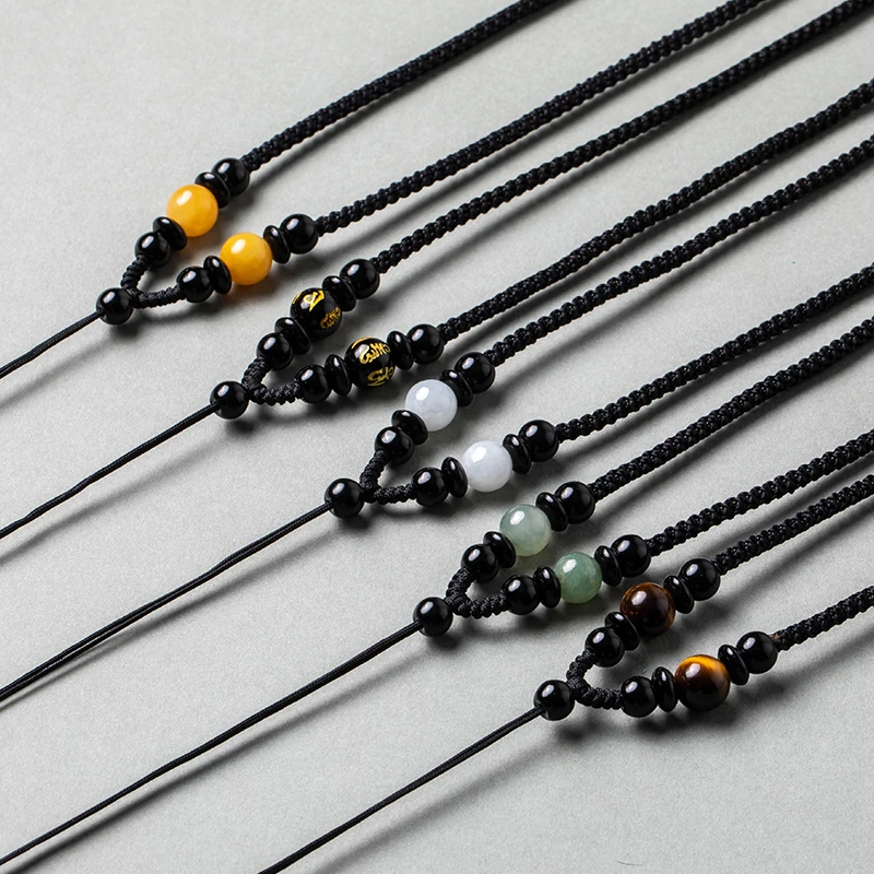 3毫米挂坠编绳简约脖子黑色编织女士八宝罗盘可调节情侣挂脖绳