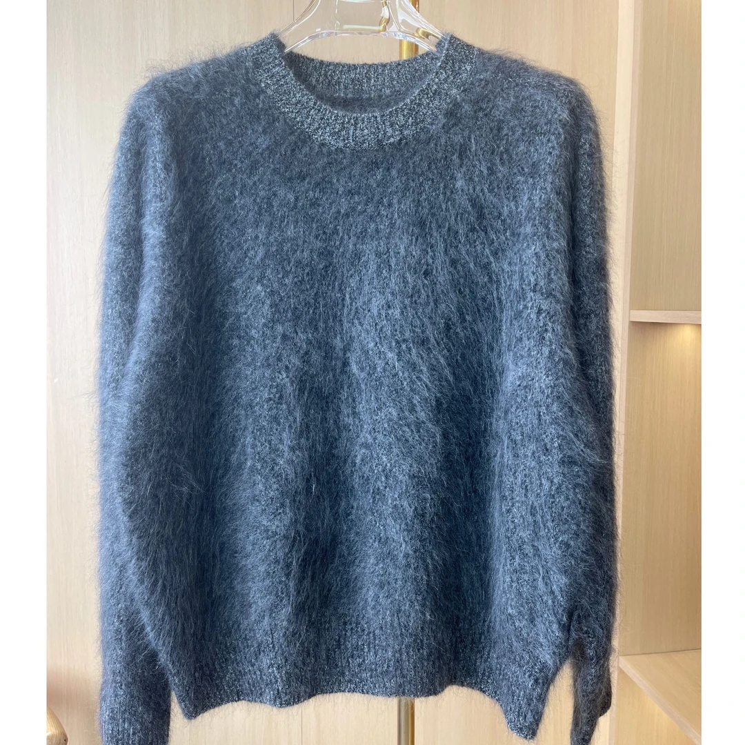 【高货山羊绒马鞍肩】100山羊绒毛衣阿拉善羊绒衫圆领拉绒打底衫