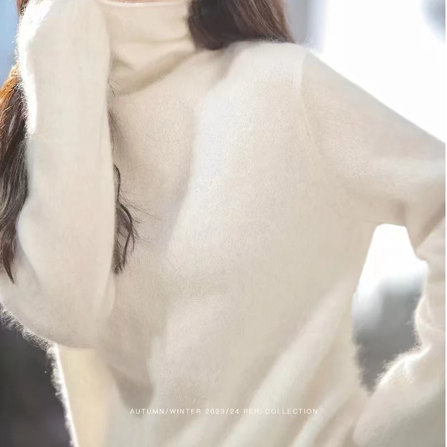 拉绒堆堆领套头小个子网红毛衣慵懒羊绒羊毛百搭底冬装自由领小版