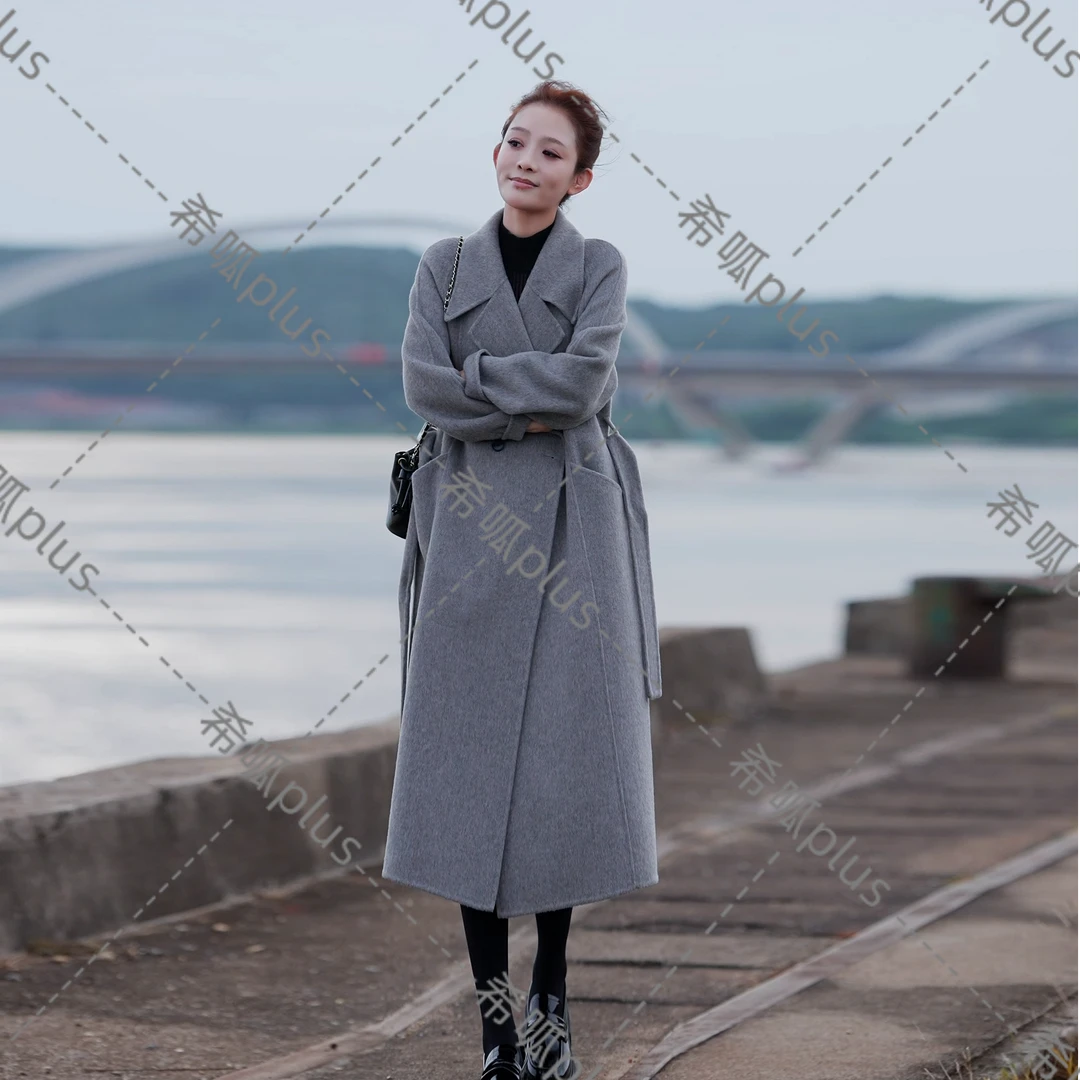 2024年新款气质中长款双面羊毛女时尚大衣女大衣女羊绒大衣