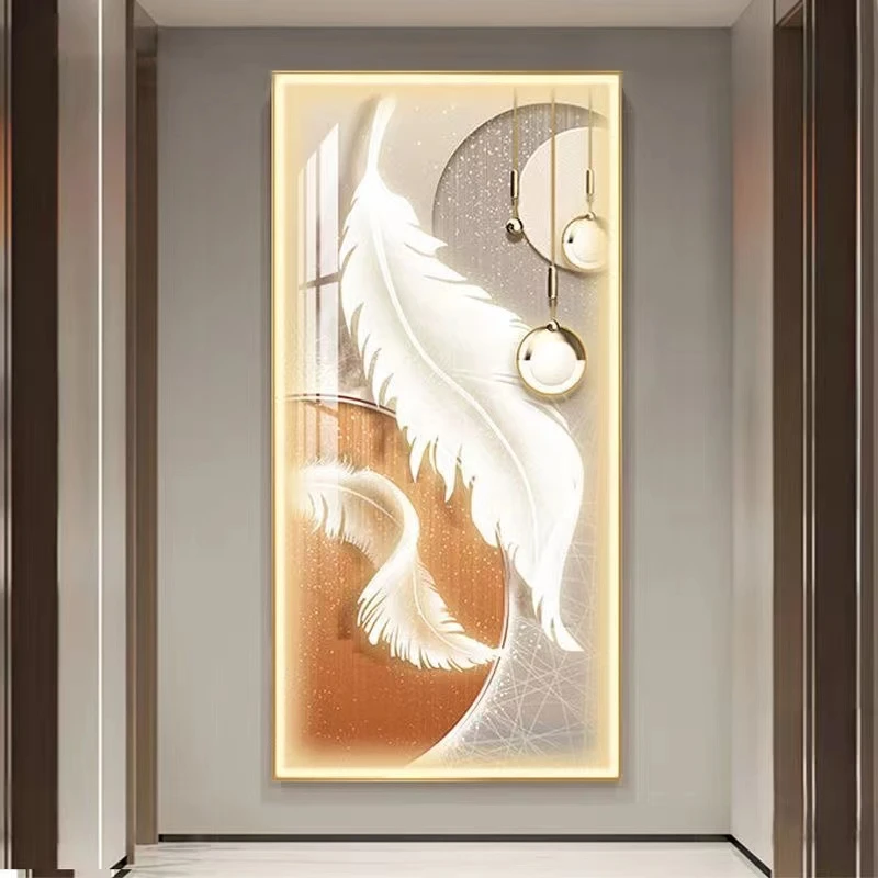 新中式入户玄关画现代轻奢走廊镶钻抽象高级感晶瓷画入户门装饰画