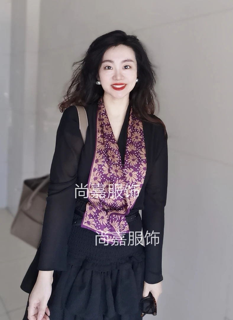 【紫调芳华】双层新丝缎长巾