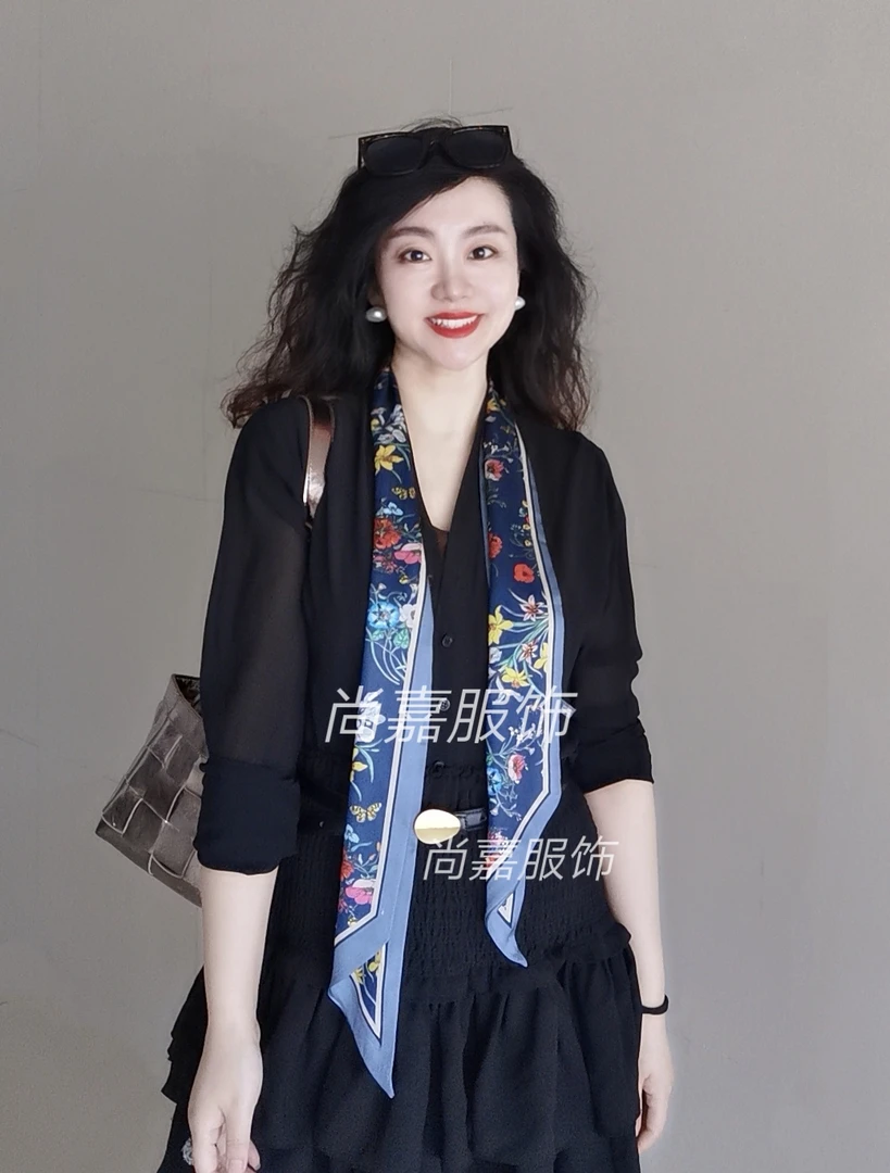 【蓝调小花园】窄条尖角双层新丝缎飘带