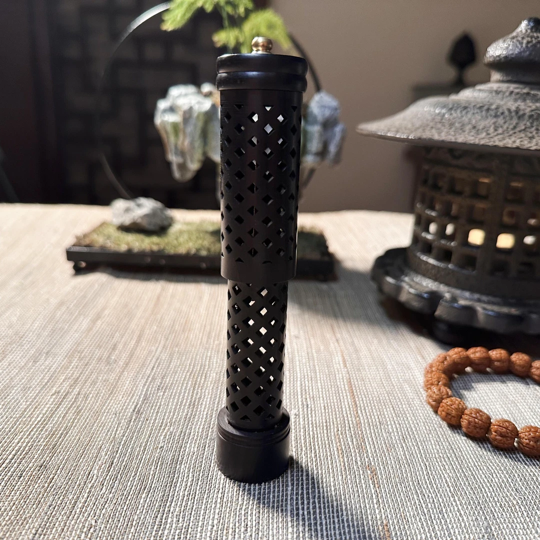 虞庆祥紫光檀便携香插线香抽拉倒插香筒熏香倒流香座