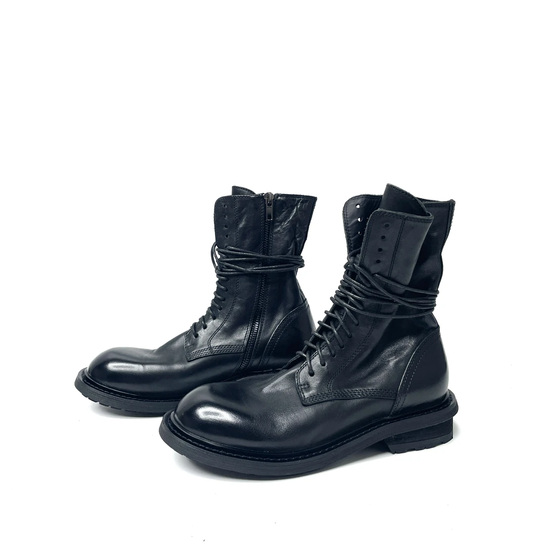 新款复古做旧褶皱水洗马皮平跟英伦风马丁靴圆头时尚短靴89758-8