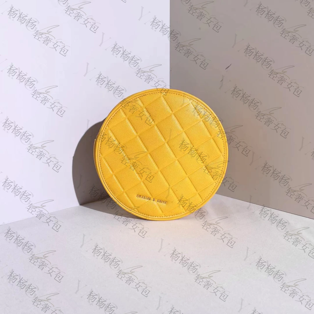 80680915黄色S女士单肩斜挎圆饼包-杨灬