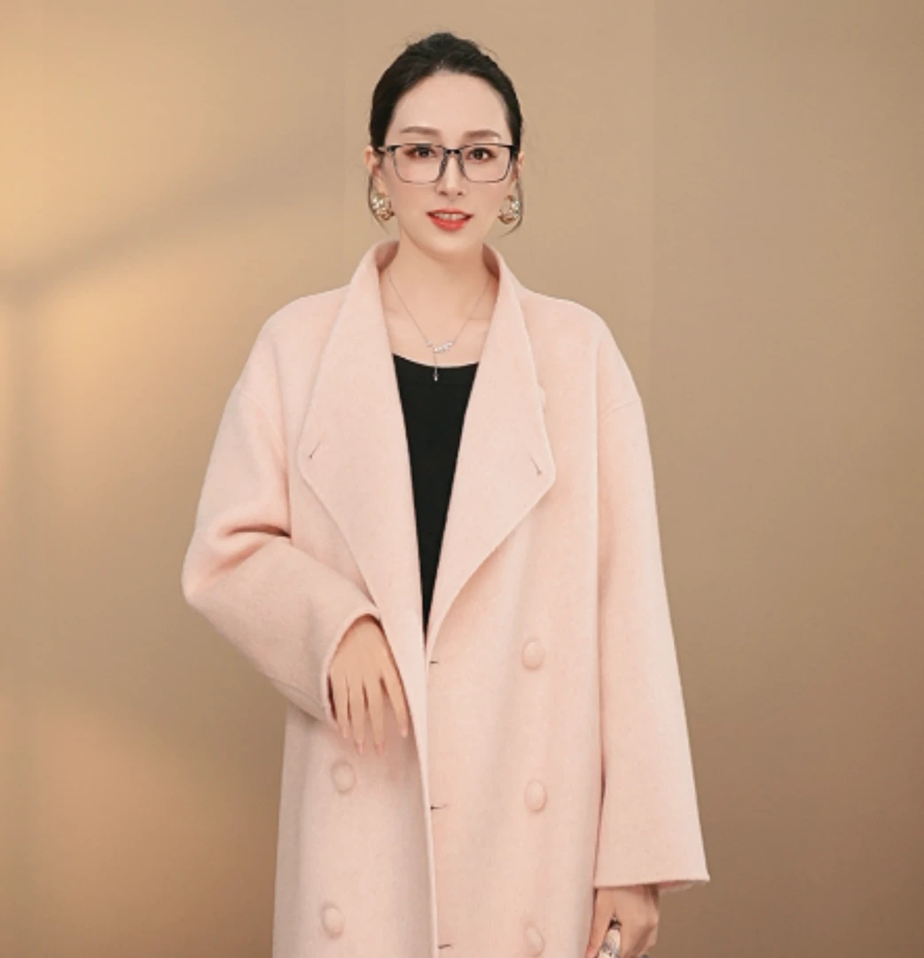 【HJL】新品女士休闲宽松百搭大衣时尚秋冬长款宽松简约纯色大衣