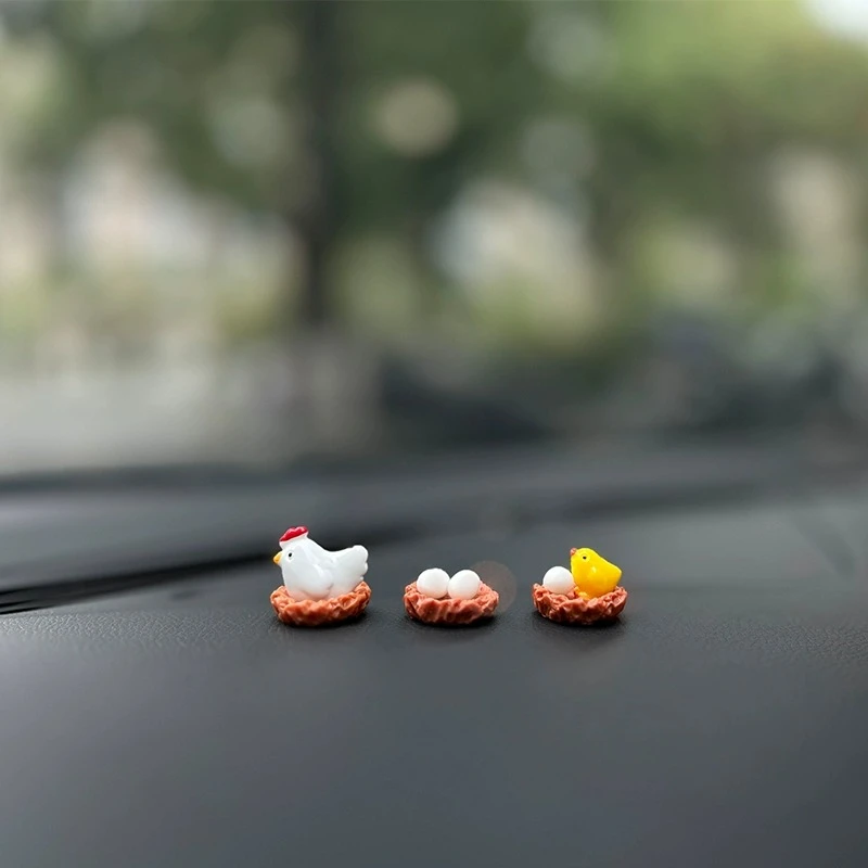 可爱小鸡一家汽车中控台摆件车载空调出风口卡通装饰女生车内饰品