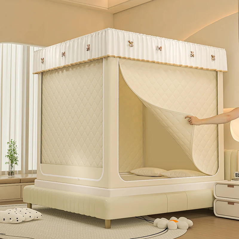 冬天防寒保暖蚊帐加厚夹棉遮光坐床帘防摔挡风全封闭2025新款帐篷