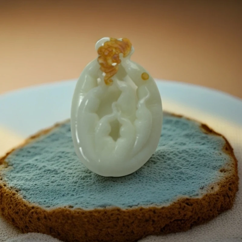 岫玉天然俏色手工雕刻［佛手掌上明珠］