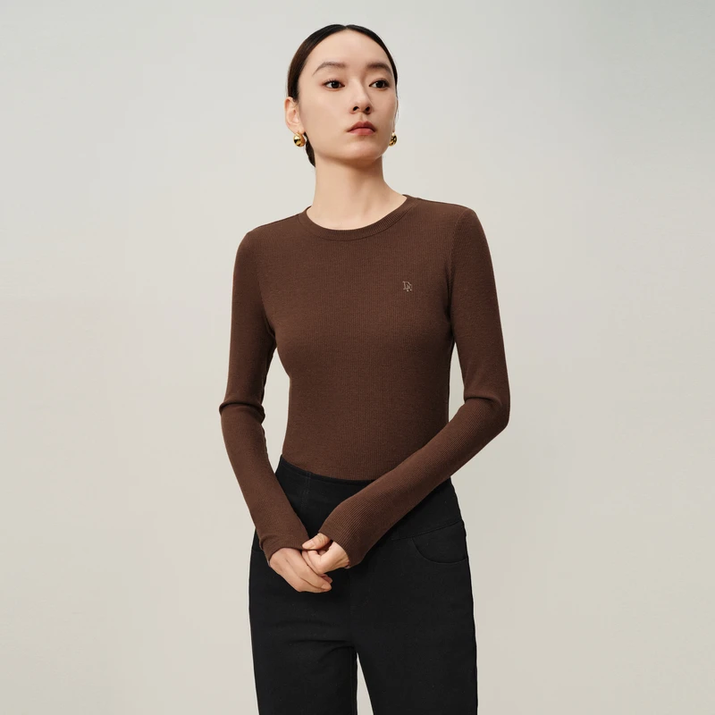 敦奴dunnu女装修身时尚百搭保暖毛衣外套新款休闲衫FT532123