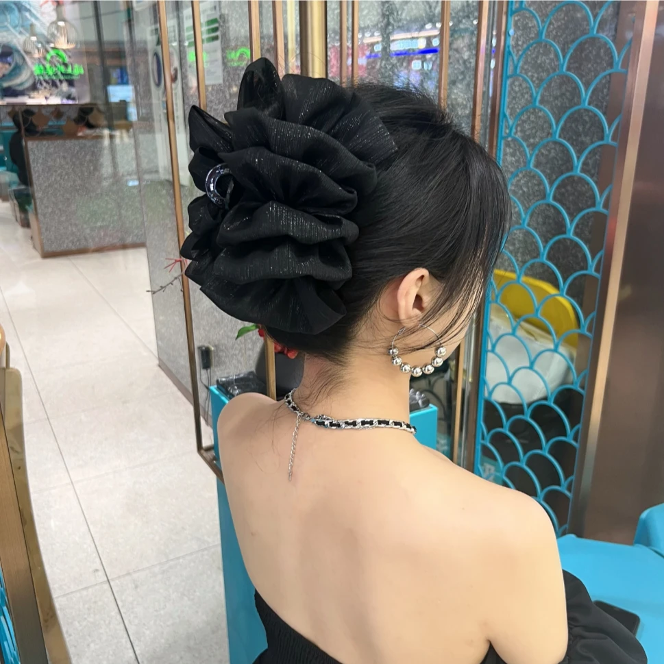 云朵抓夹多层蝴蝶结发夹鲨鱼夹百搭外出氛围感珠光丝抗皱百搭款
