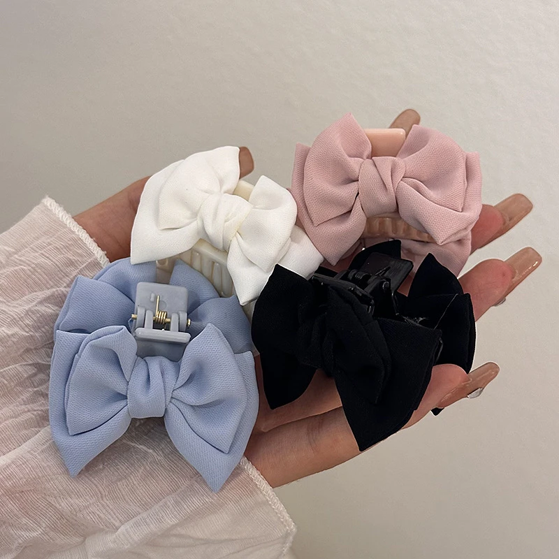 甜美缎面蝴蝶结发饰抓夹小号公主头鲨鱼夹刘海前额侧边发夹2674