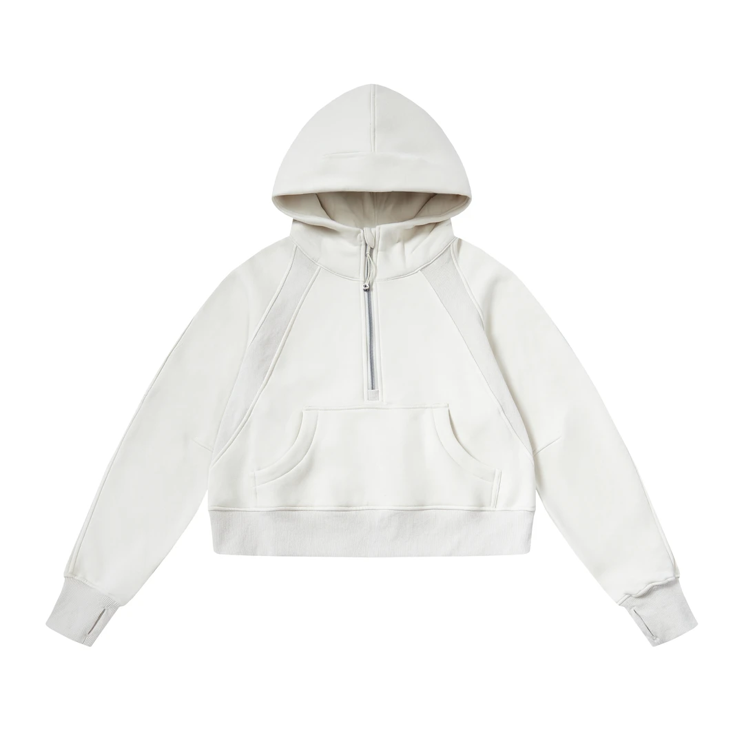 鹿鹿推荐 半拉链连帽加绒卫衣sc111