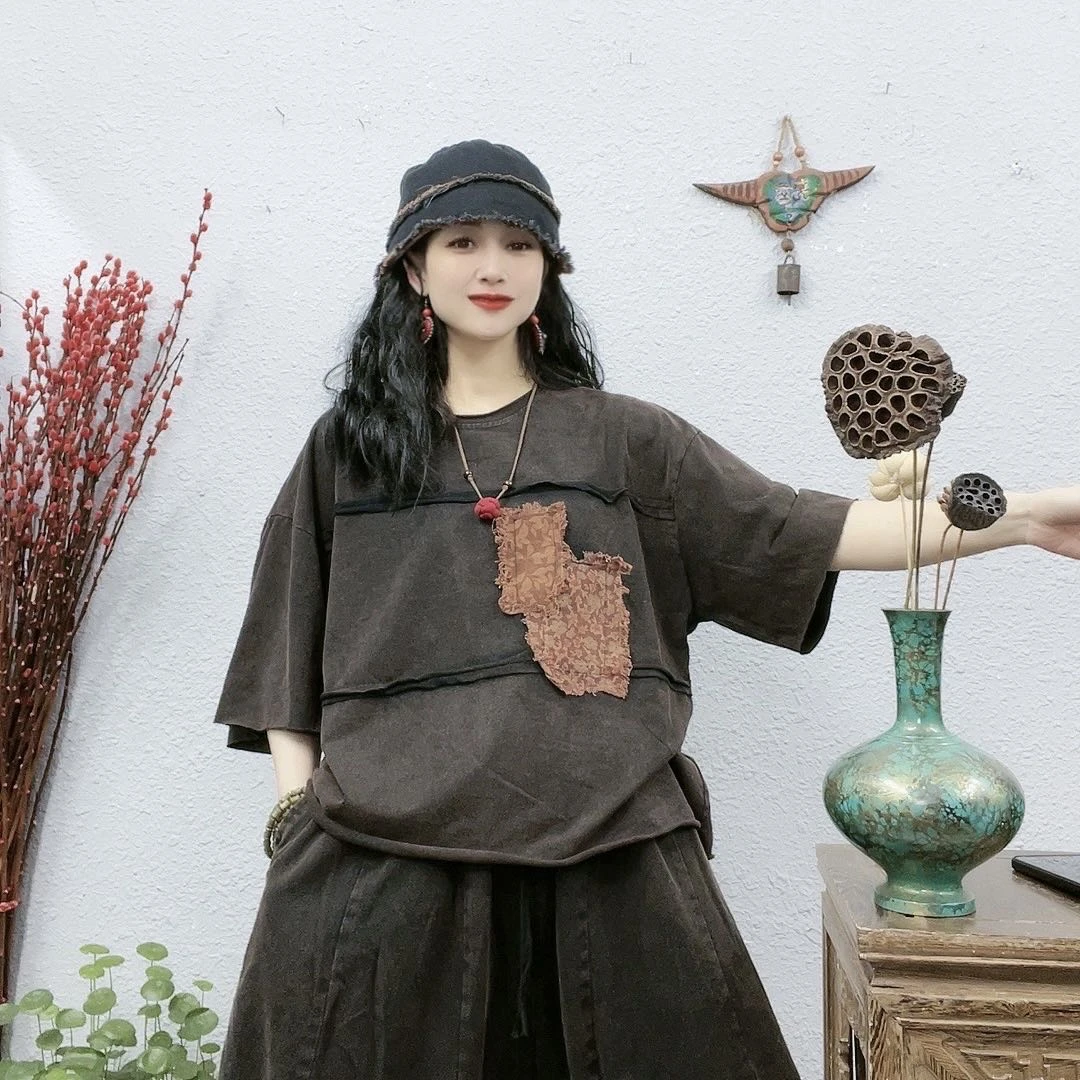 903炒色叠拼花布两杠上衣（长56胸围138