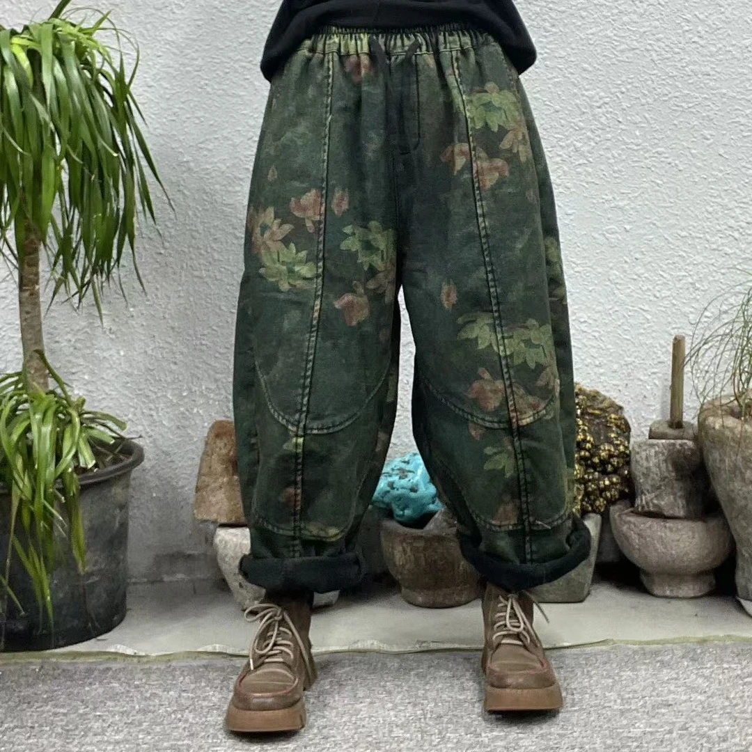 5010加绒竖经走线花色炒色牛仔裤（长90臀围134脚口46