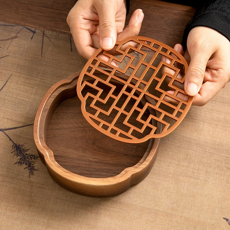 新中式胡桃木实木茶盘复古蓄水式壶承便携式小型干泡台功夫小茶台