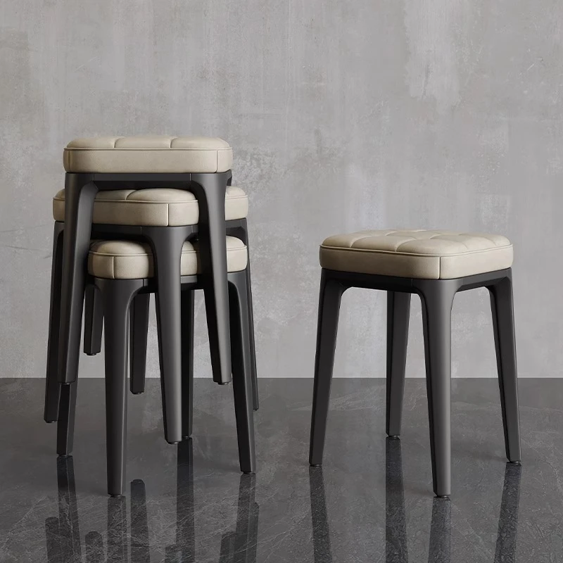 凳子家用现代简约餐桌凳可叠放家庭备用方凳网红轻奢客厅简易板凳