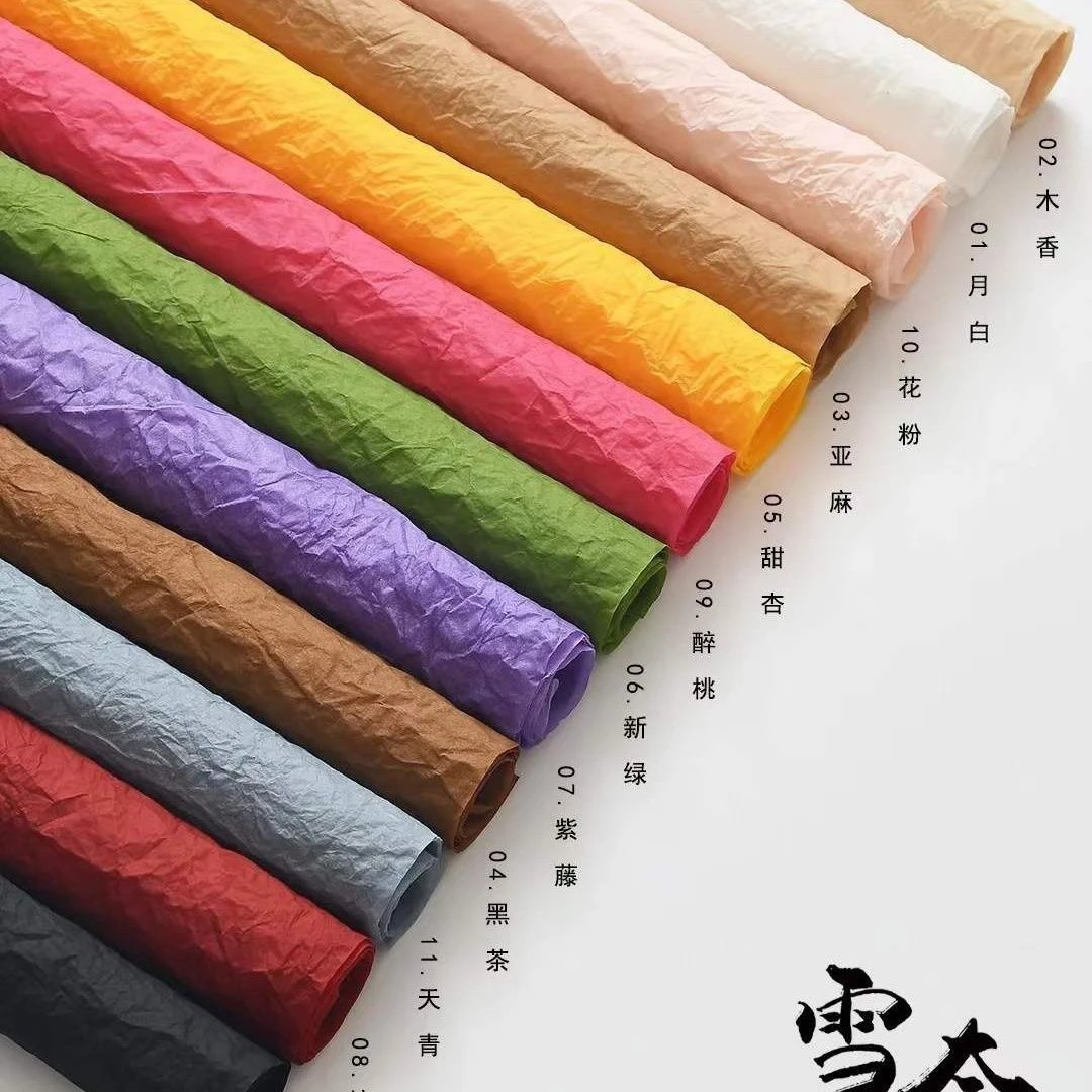 网红雪奈纸蓬蓬手揉纸褶皱纸防水雾面原生纸花束包装鲜花花艺资材
