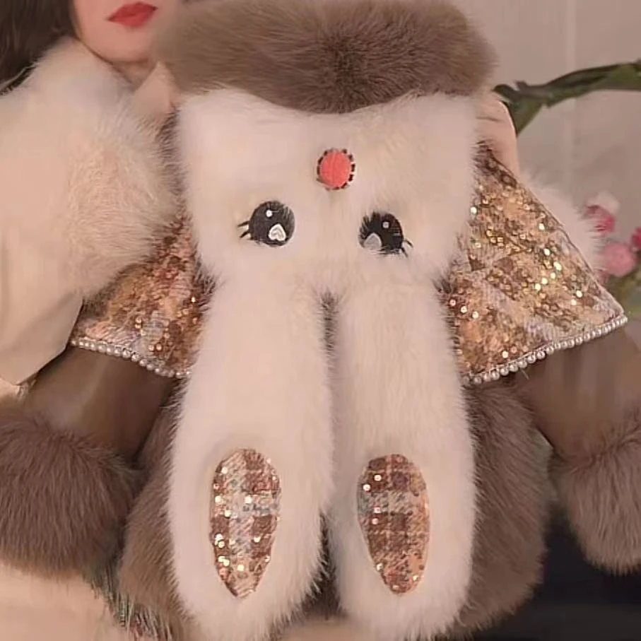 2【典则俊雅2024春节年服】2023新款冬季时尚潮流女童圆领加绒外套