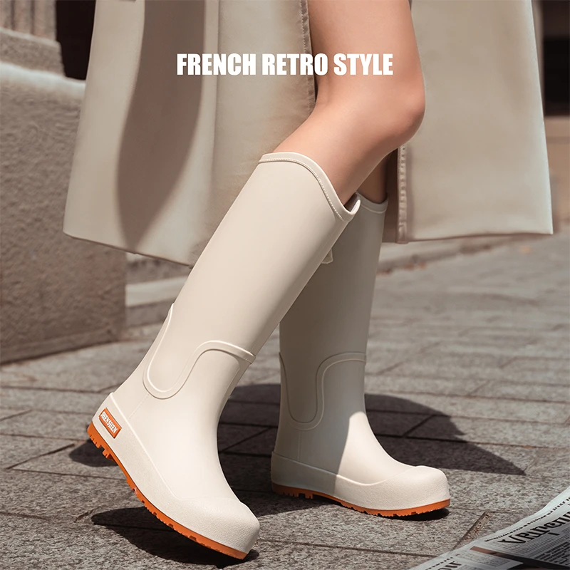 日系雨鞋女款时尚外穿防滑防水高筒雨靴赶海长筒水鞋厨房软底胶鞋