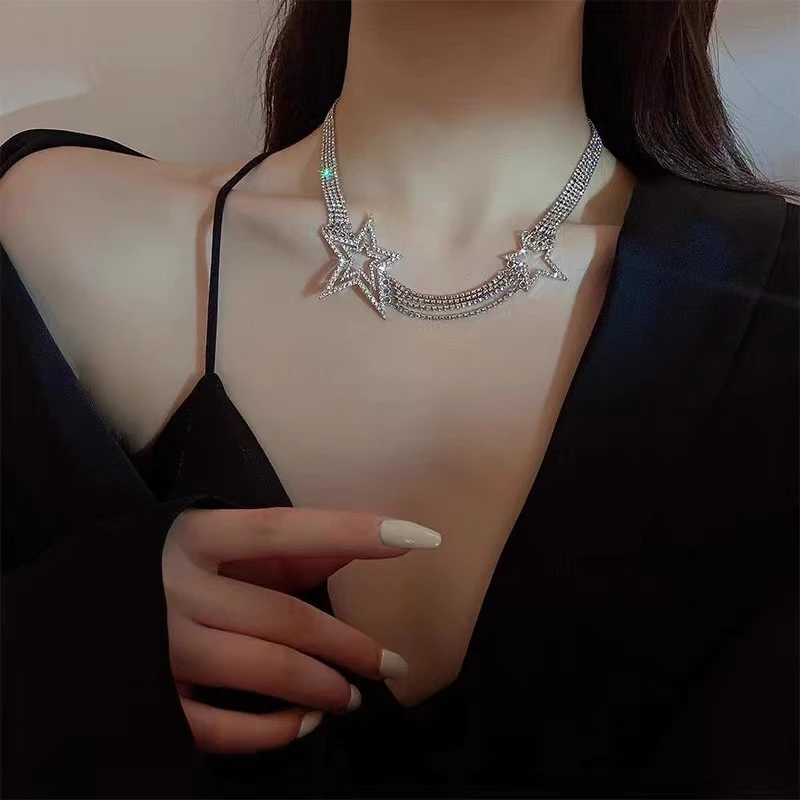 粉红Pink 小众时尚闪钻辣妹项链LWJ23C3S1240